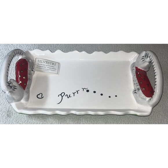 Karen Rossi for Silvestri Dolomite Cat Serving Tray Kitty Hearts RARE! NWT - Picture 2 of 13